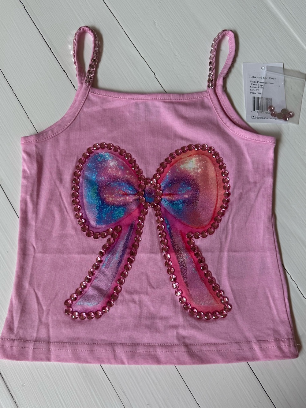 Lola + The Boys Pink Pretty in Bow Sequin Trim Tank NWT Size 6